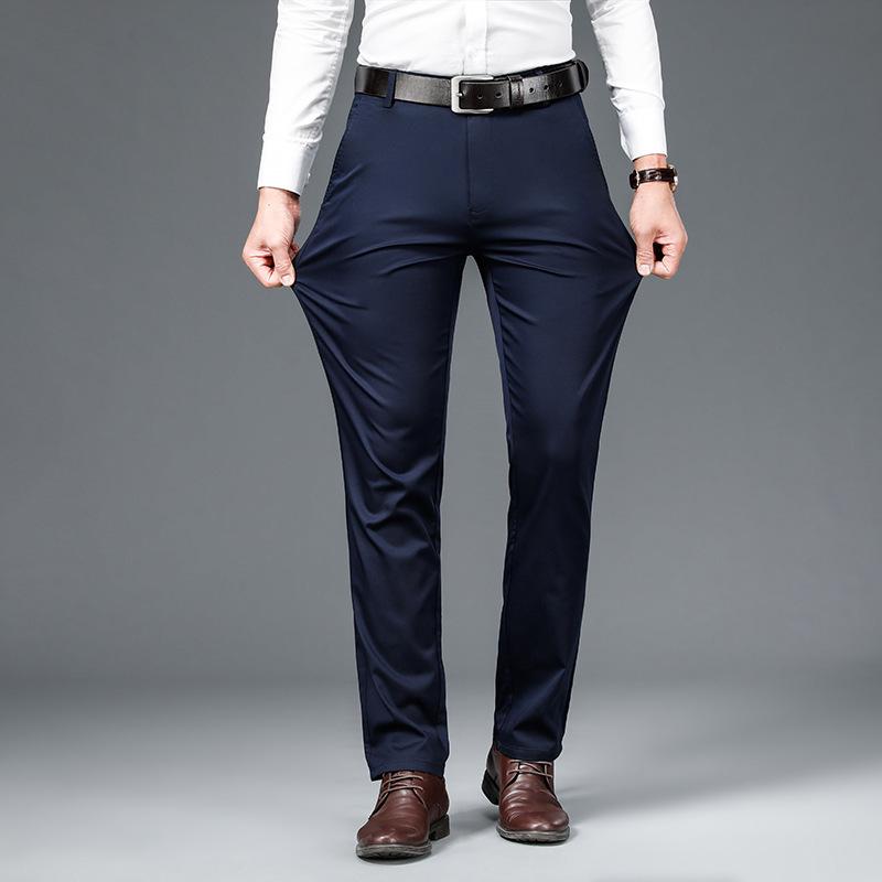 Spring and Summer Thin Men's Mid-waist Business Casual Pants Pants Trendy Loose Straight Middle-aged Pants