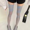 Elastic Nylon Thigh High Socks Vintage Floral Lace Fishnet Design Over Knee Stockings For Women Daily and Party Hosiery