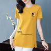 100% Cotton T-Shirt Casual Fashion New Loose Round Neck Ins Style Split Top