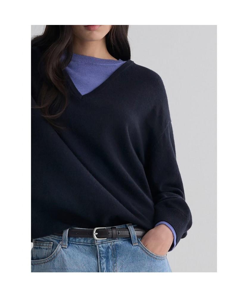 8seconds V-Neck Contrast Pullover Navy