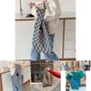 Stylish And Versatile Knitted Checkered Tote Bag With Large Capacity For Daily Use