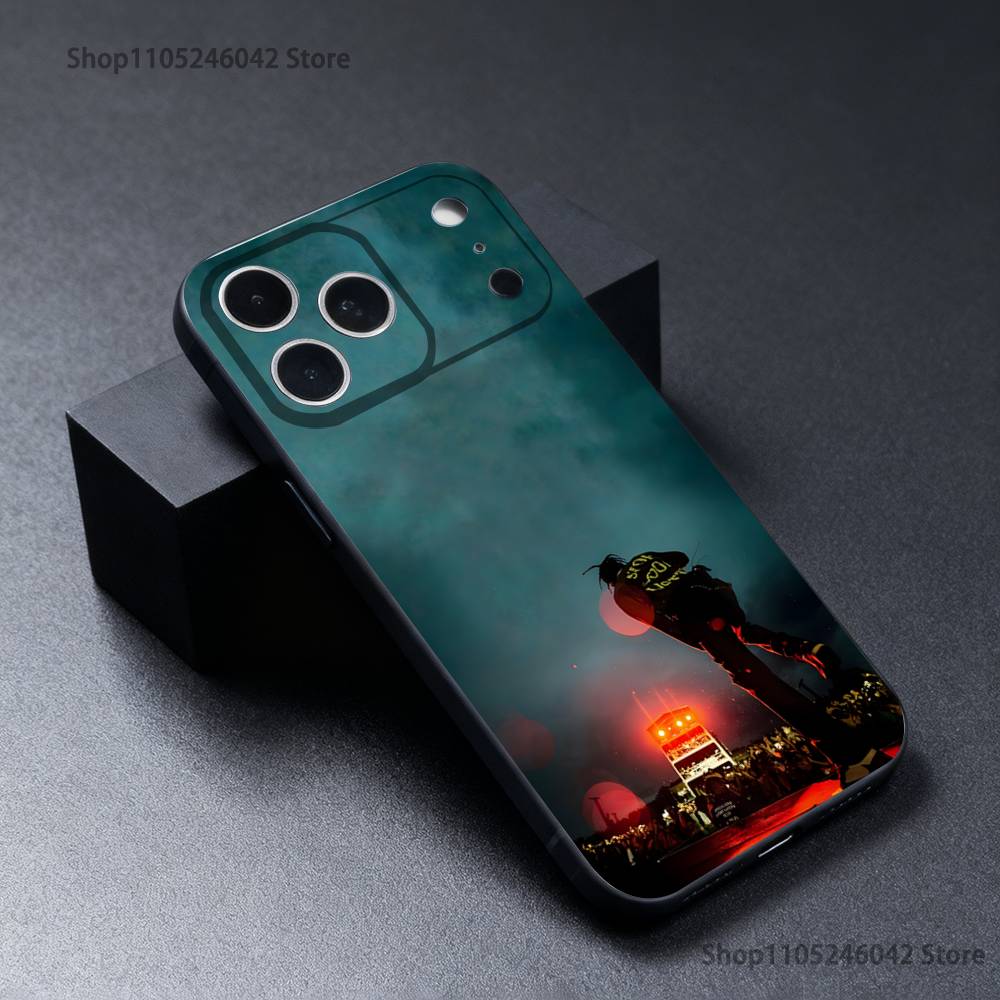 C-Cactus J-Jack Travis Scott Black Soft Cover Phone Case For iPhone 17,16,15,14,13,12,11,Pro,Max,Plus