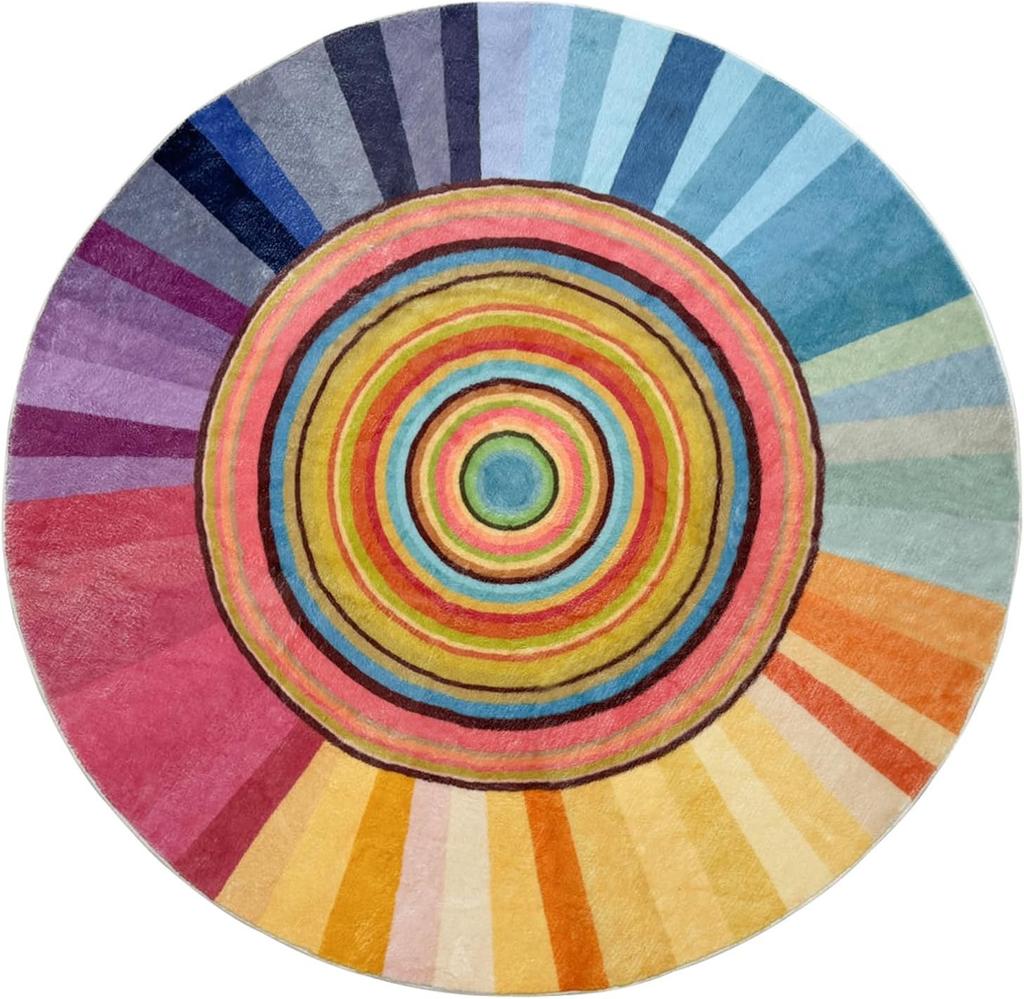 Round Carpet Living Room Bedroom Carpets Rainbow Lollipop Bedside Foot Mat Fluffy Soft Rug Home Decoration Rugs Alfombras