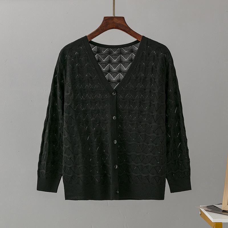 Cardigan de damă cu mânecă lungă din viscoză, culoare uni, cu nasturi, cu decolteu în V, pulover, cu scobitură, Topuri, subțire, din mătase de gheață, bluze din șifon, cămăși, tricot respirabil