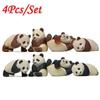 4Pcs Mini Panda Resin Ornaments Cartoon Black And White Panda Decoration Ornaments DIY Micro Landscape Garden Decoration Dolls