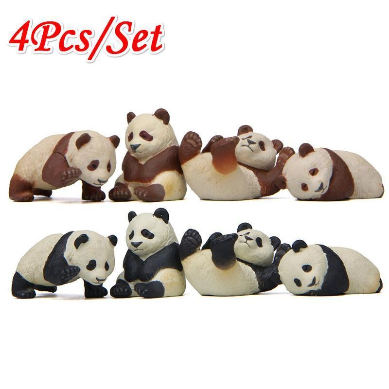 4Pcs Mini Panda Resin Ornaments Cartoon Black And White Panda Decoration Ornaments DIY Micro Landscape Garden Decoration Dolls