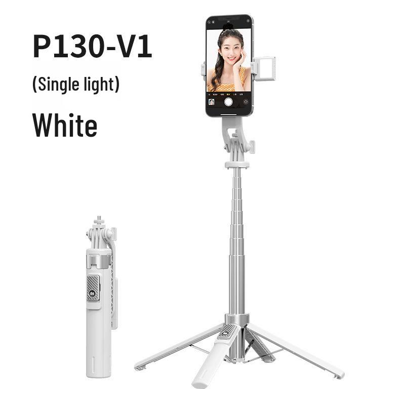 Perche à selfie Bluetooth P135: Alliage d'aluminium, Ouverture à un bouton, Caméra de téléphone, Diffusion en direct, Lumière de remplissage pour photographie, Support à quatre pieds