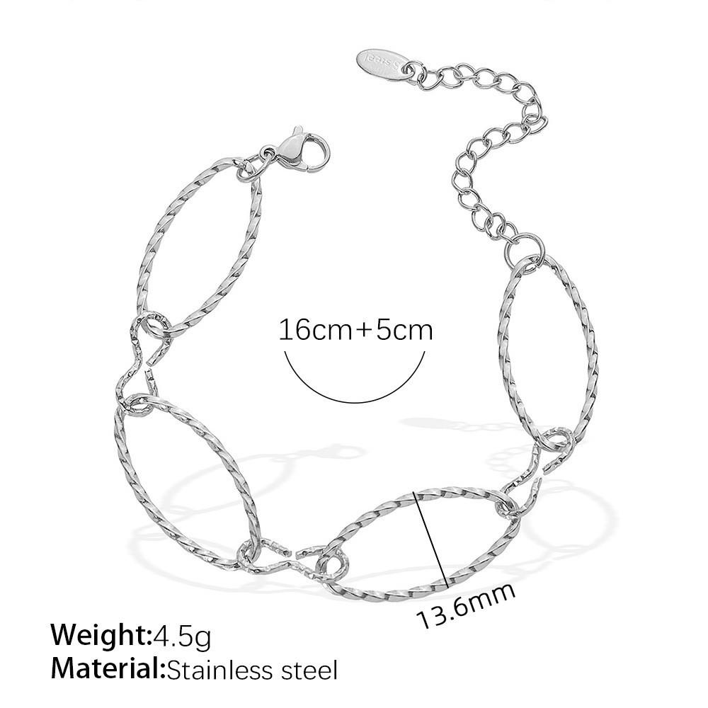 Trendy Embossed O-Chain Stainless Steel Bracelet - Simple, Fashionable Unisex Jewelry