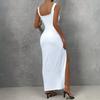 European and American women's clothing 2026 spring and summer new simple solid color sleeveless dress versatile slim hollow mid-length dress