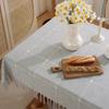 Simple Fabric Plaid Tablecloth Hand-Torn Tassel Imitation Cotton And Linen Dust-Proof Dining Table Mat Decorative Tablecloth Cover Towel