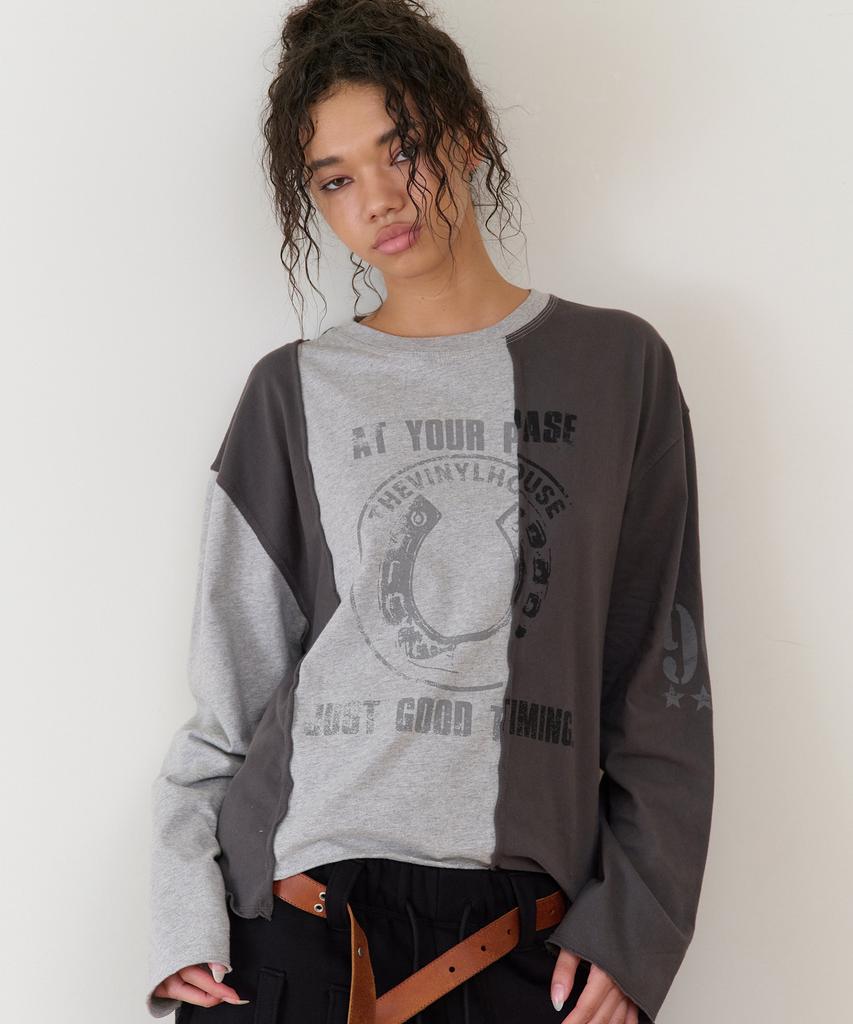 THEVINYLHOUSE Block Unbalance Ls Tee(W) Gray