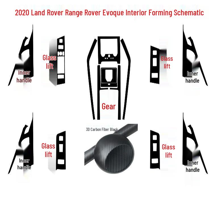 2020 Range Rover Evoque Carbon Fiber Interior Film: Scratch-Resistant Console & Door Gear Sticker
