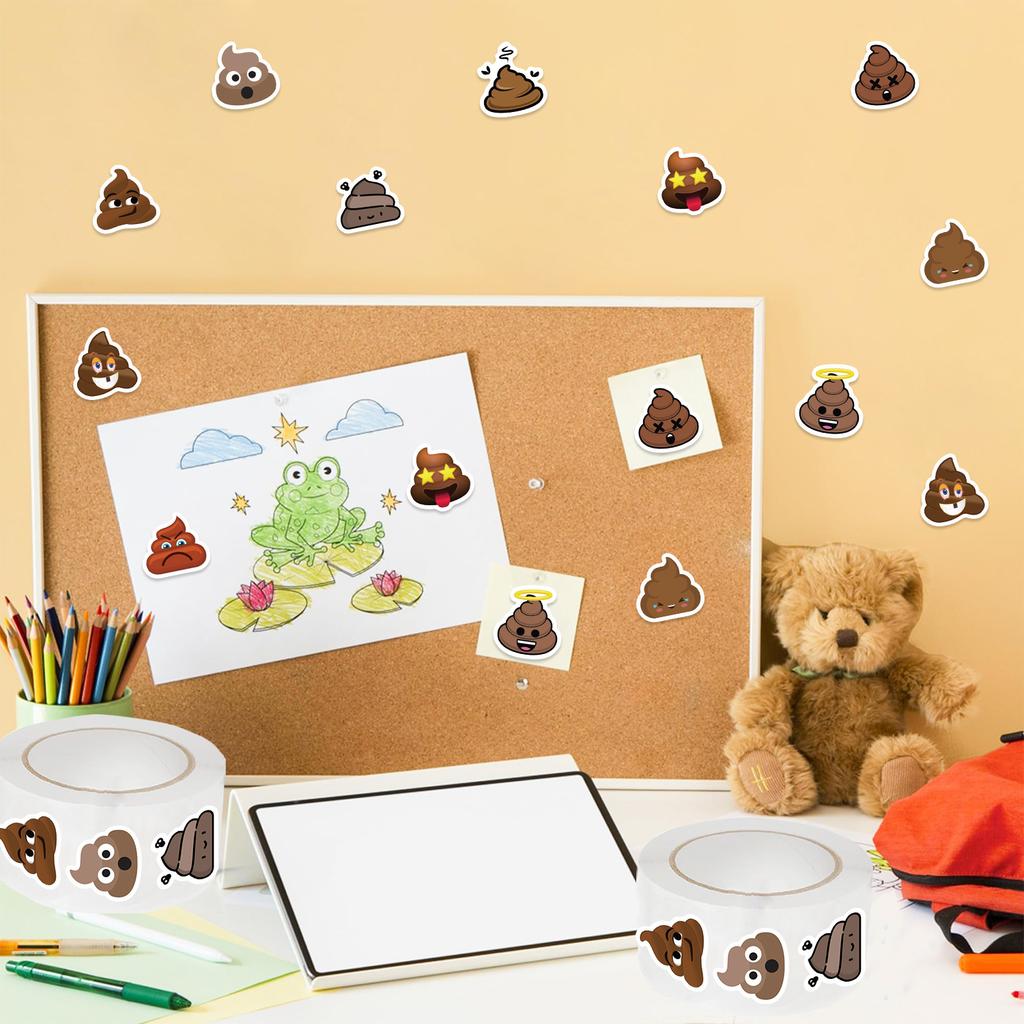 500 Pieces/roll Roll Sticker Tape Spoof Poop Sticker Hand Account Material Decorative Envelope Seal Sticker