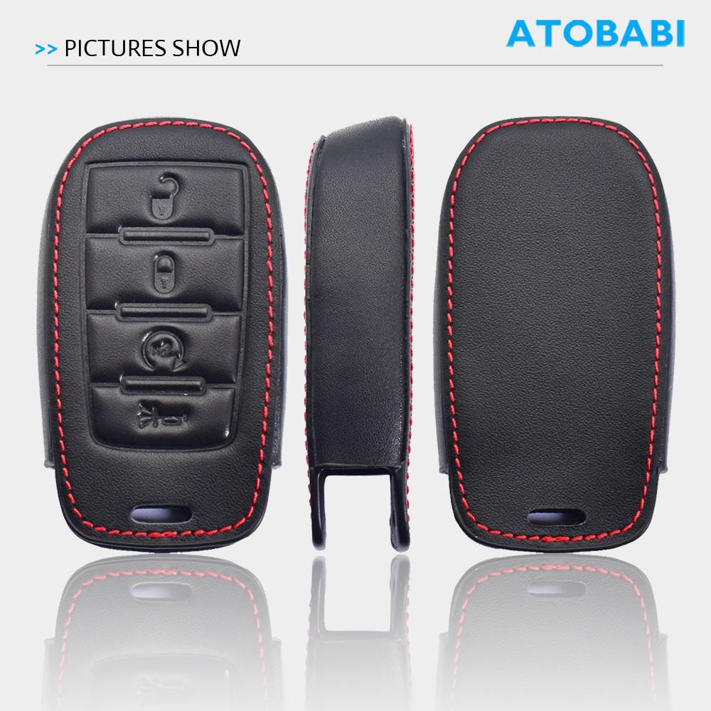 Leather Car Key Cover Smart Remote Control Fobs Shell Cases Auto Accessories For Dodge Ram 1500 Pickup
