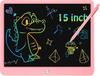 Colourful LCD Writing Board Children 15 Inch Painting  Tablet Ektronic Graphic Tablet 3-12 Year Old Girls Boys Children Toy Gifts (Pink)