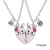 2 Stück/Set Beste Freunde Anhänger Halskette Für Frau Magnetisch Verstellbar Regenbogen Gänseblümchen Liebhaber Zerbrochenes Herz Kette BFF Schmuck Geschenke