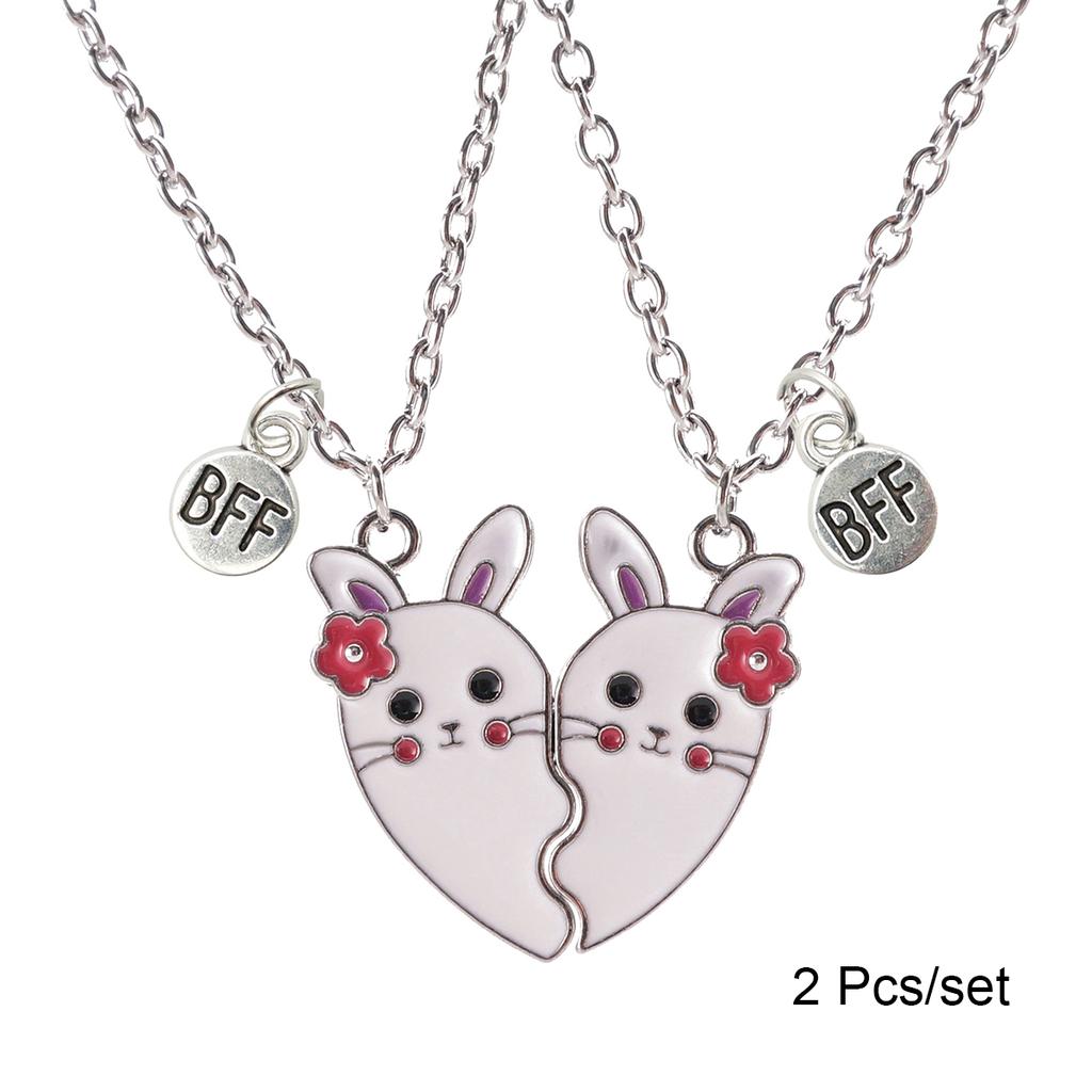 2 Stück/Set Beste Freunde Anhänger Halskette Für Frau Magnetisch Verstellbar Regenbogen Gänseblümchen Liebhaber Zerbrochenes Herz Kette BFF Schmuck Geschenke