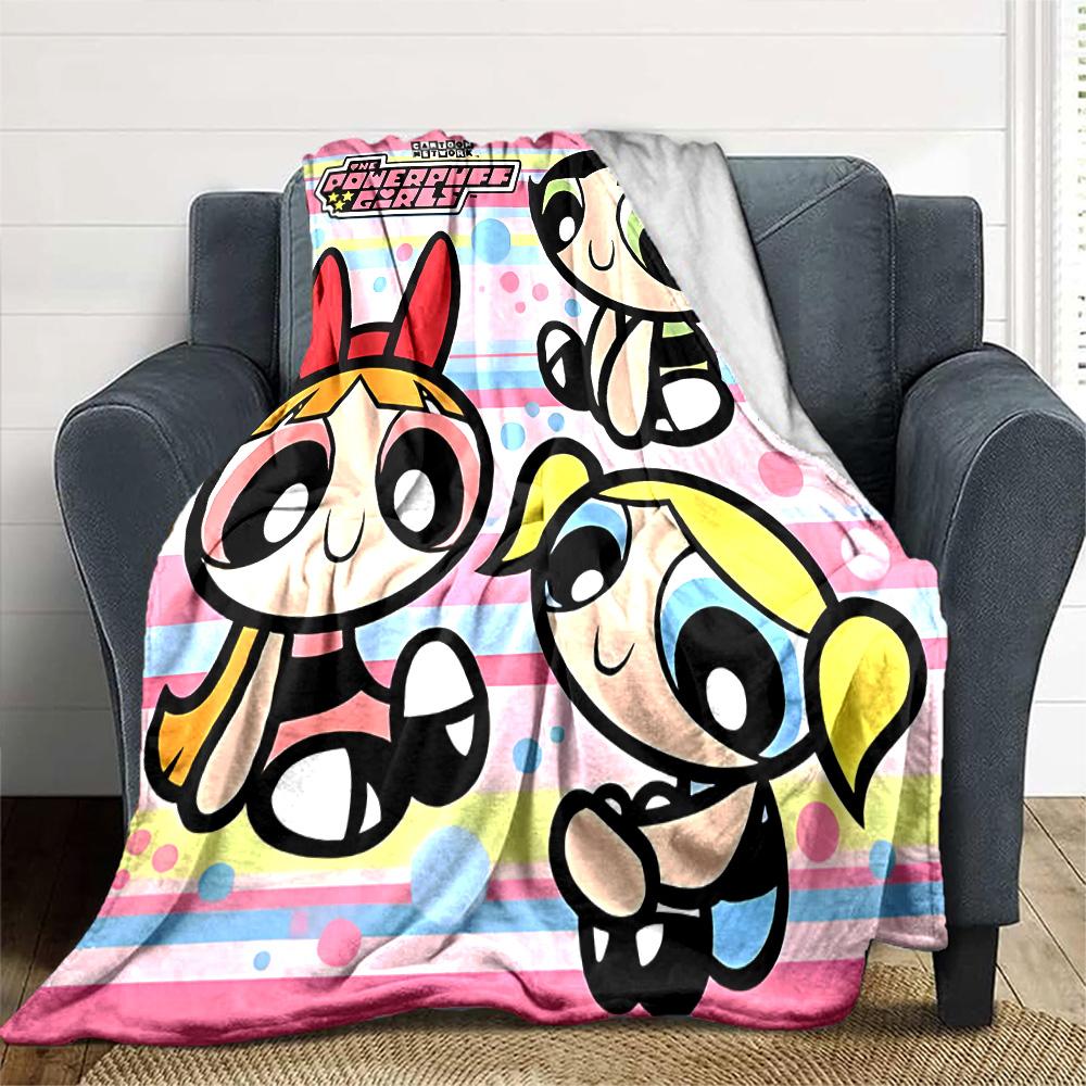 1pc Powerpuff2 Blanket, Gift, for Men and Women, Soft Blanket, Good for Sofa Bed Couch Travel, Lightweight Flannel Blanket