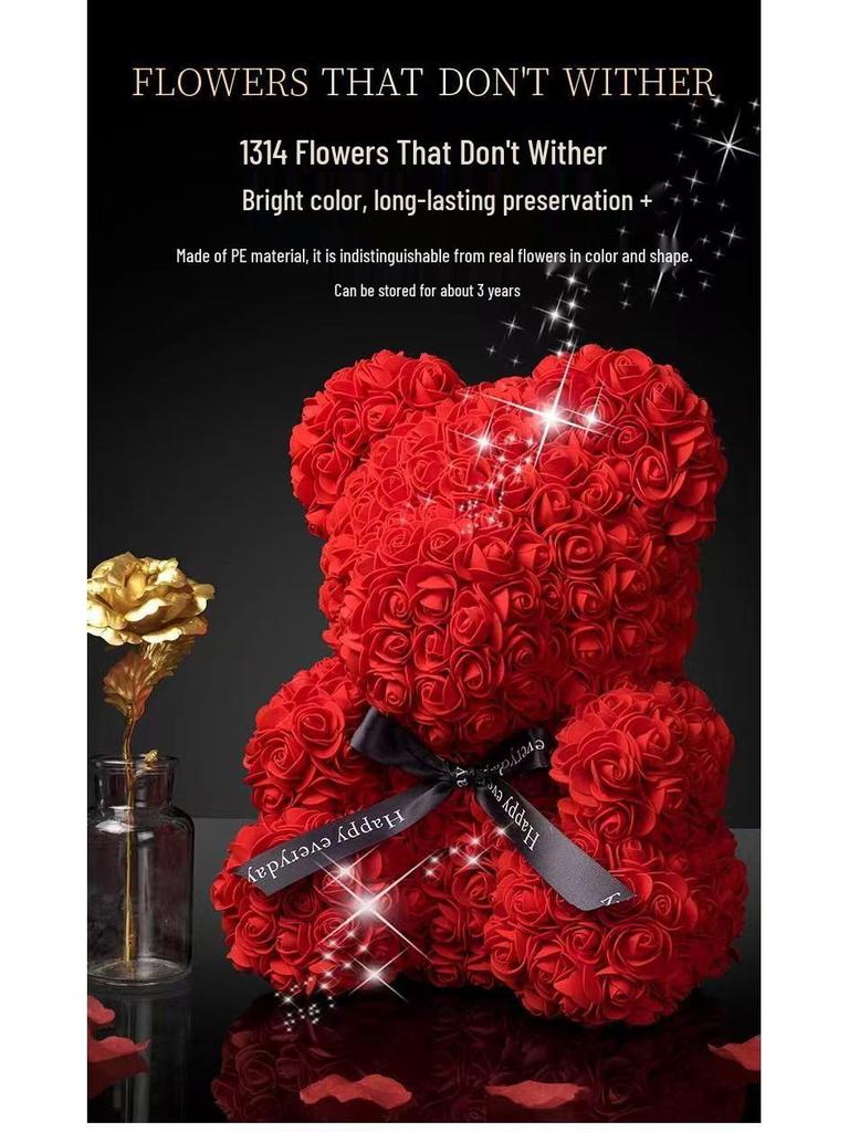 Handmade Everlasting Rose Bear DIY Kit for Valentine's & Qixi Festival