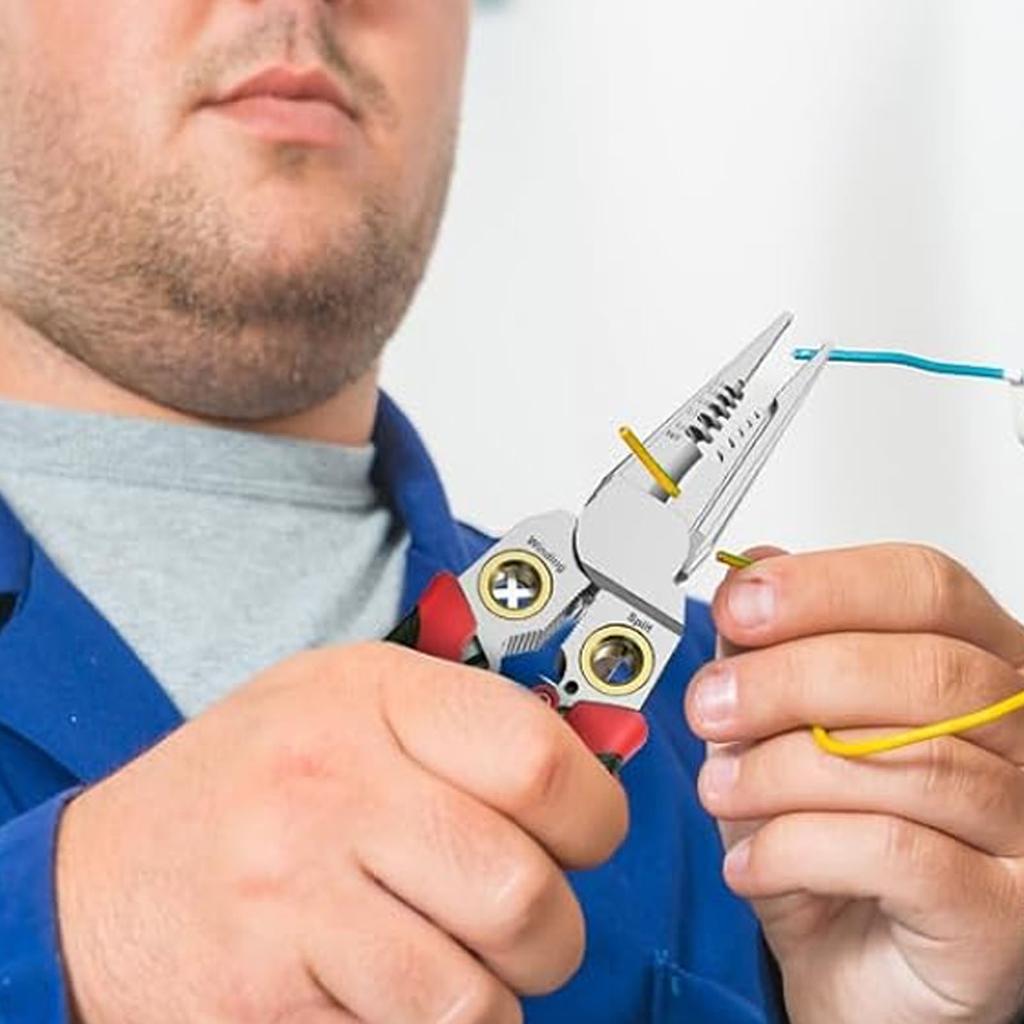 8 in 1 Wire Stripper with Voltage Test Function Electrical Cable Cutter Crimper Electrician Pliers