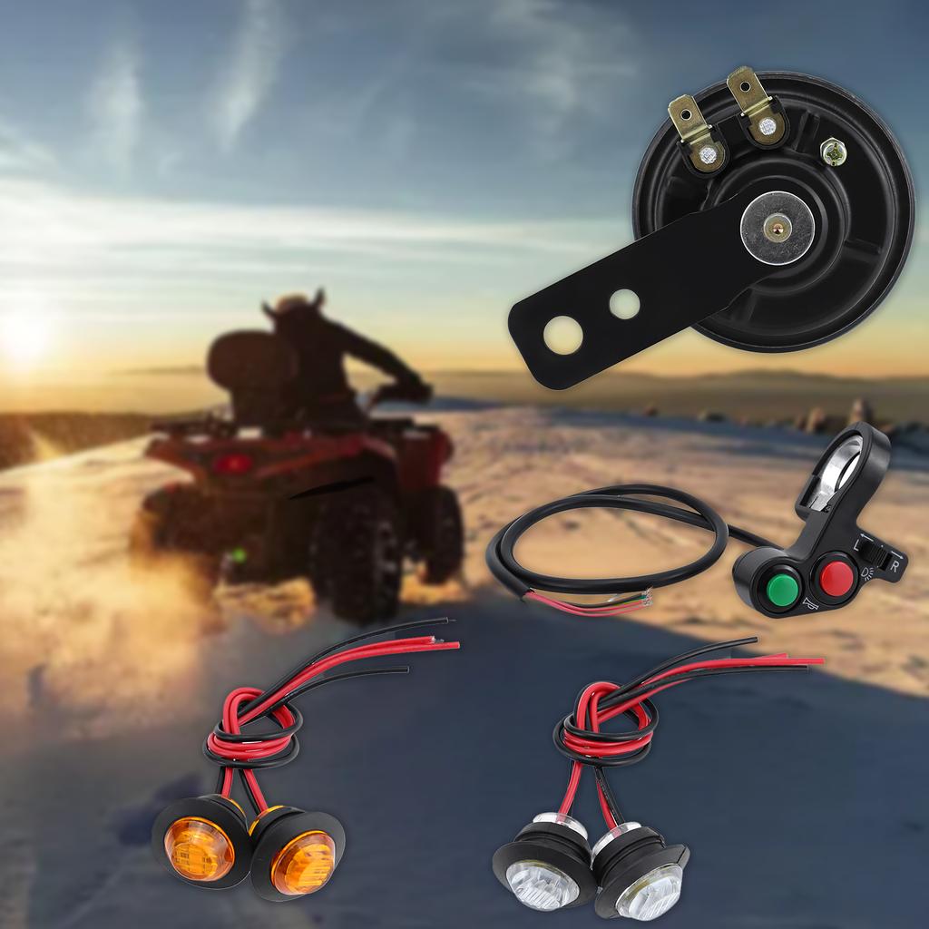 Kit de Iluminação Multifuncional Montado no Guidão de Motocicleta Com Setas, Controle de Polegar e Buzina Para Pilotos de ATVs UTV SXS