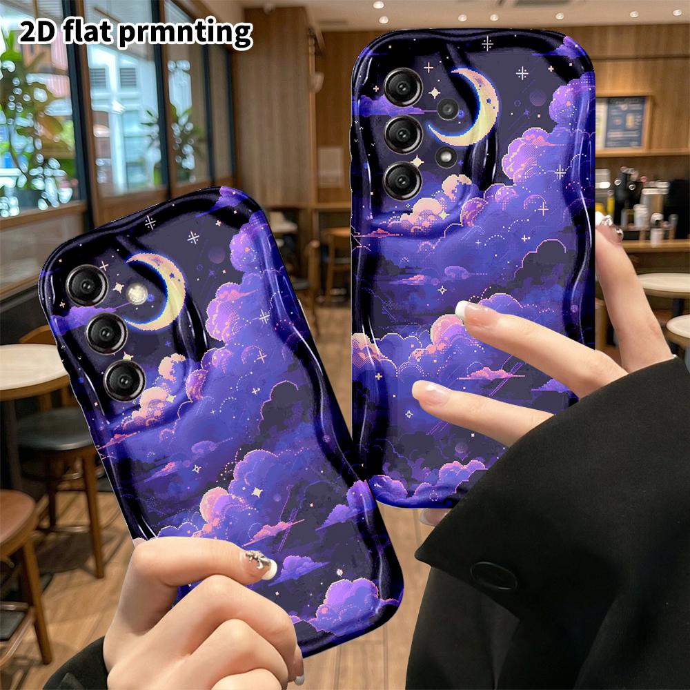 Phone case: 2D flat, suitable for Samsung Galaxy A34 A35 M05 M06 S20 S22 S21 FE Plus 5G protective case, star, moon, clouds, perfect Christmas and Hal