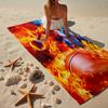 Football Player In Flames Beach Towel, Super Soft Microfiber, Gift for Her/Him, Birthday, for Pool, Beach, Travel, Home Decor Fan Gifts