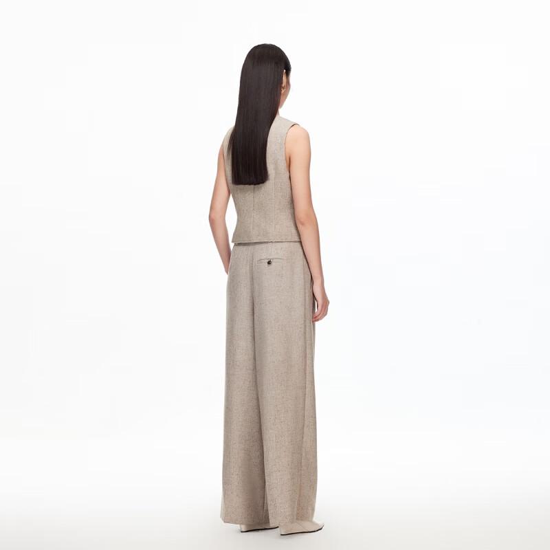 VEROMODA Women's Linen Blend High-Waist Straight Trousers with Contrast Belt