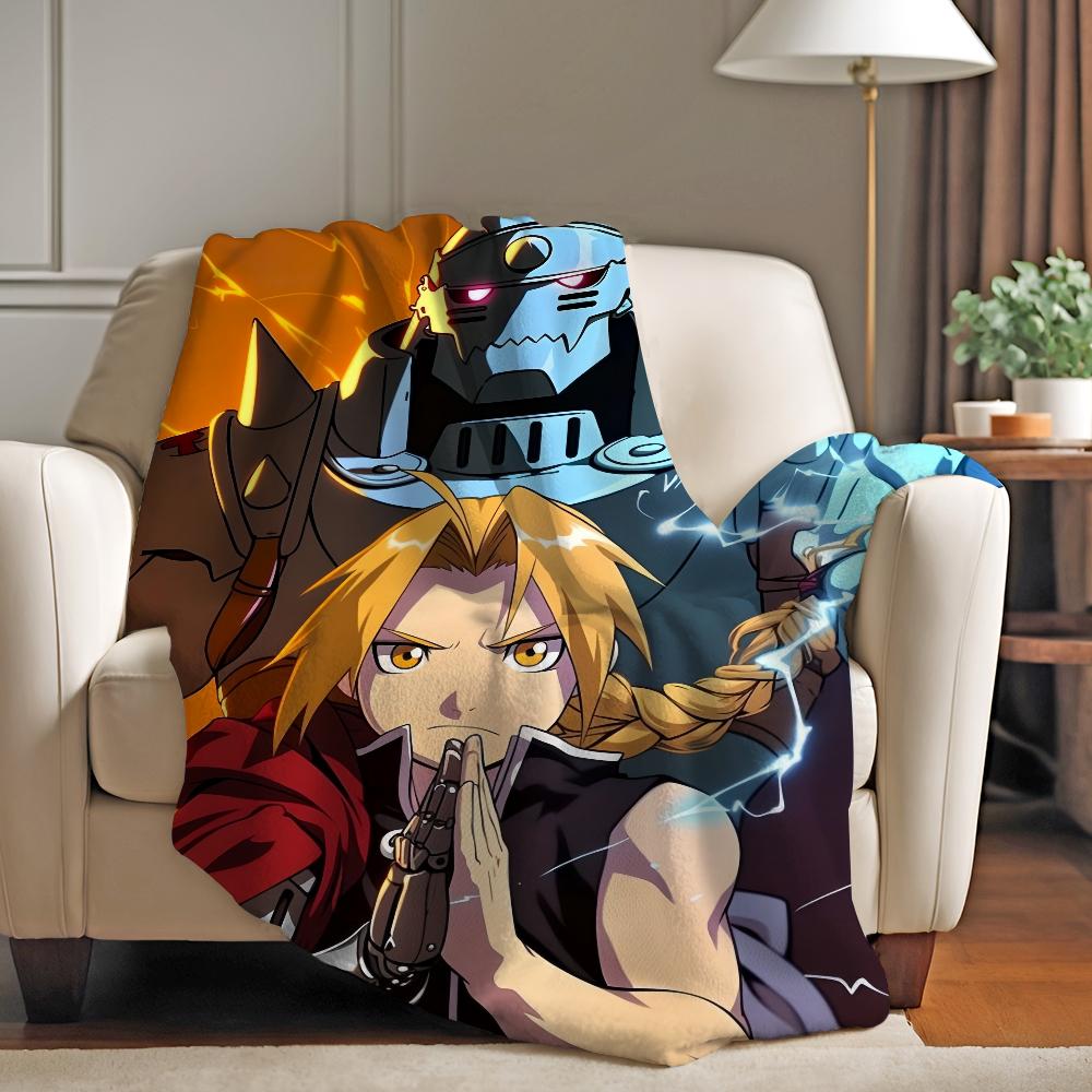 ANIMNE F-Fullmetal A-Alchemist Blanket Perfect Gift For Sofa Office Bed Plane Travel Sleep Read Relax Camping