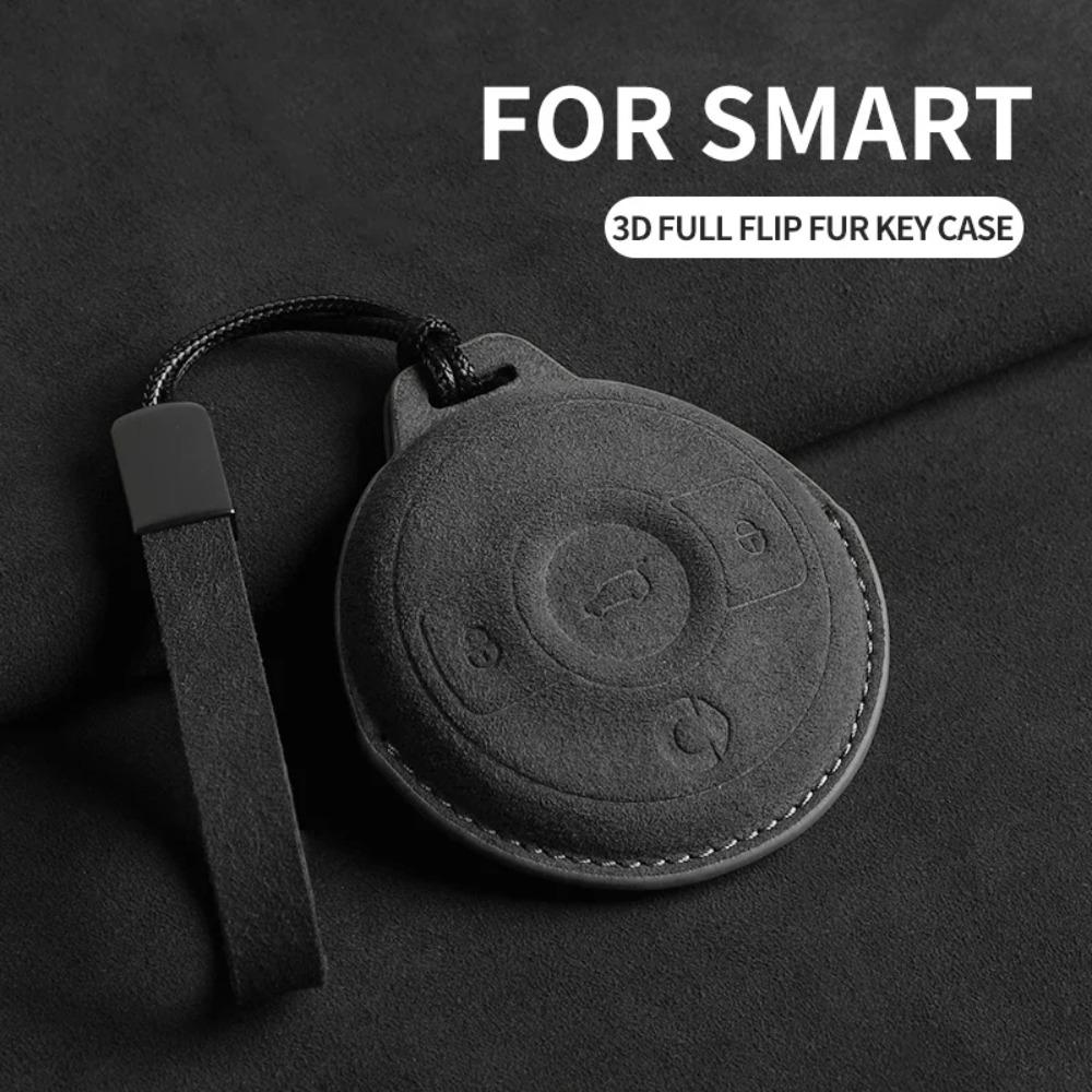 Car Key Case Cover Protector Holder Shell for Mercedes Benz SMART Fortwo 1 BRABUS 1 for SMART Suede Key Case for Car Keyring