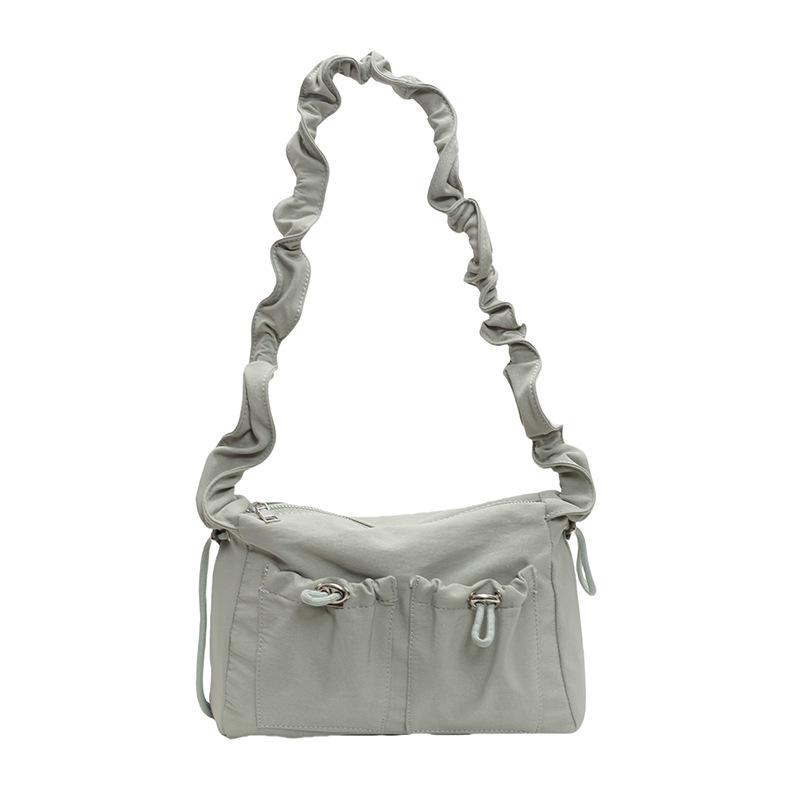 Fashion Nylon Drawstring Pleated Cloud Bag Female Niche Personality Soft Solid Color Shoulder Messenger Bag Female