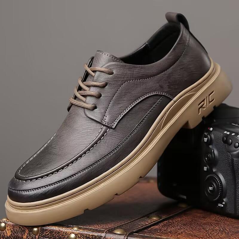 

2026 Spring/Summer New Men Shoes Comfy Luxury Brand Men Casual Shoes Lace Up Business Style Dress Shoes Men Loafer Shoes 38 чёрный