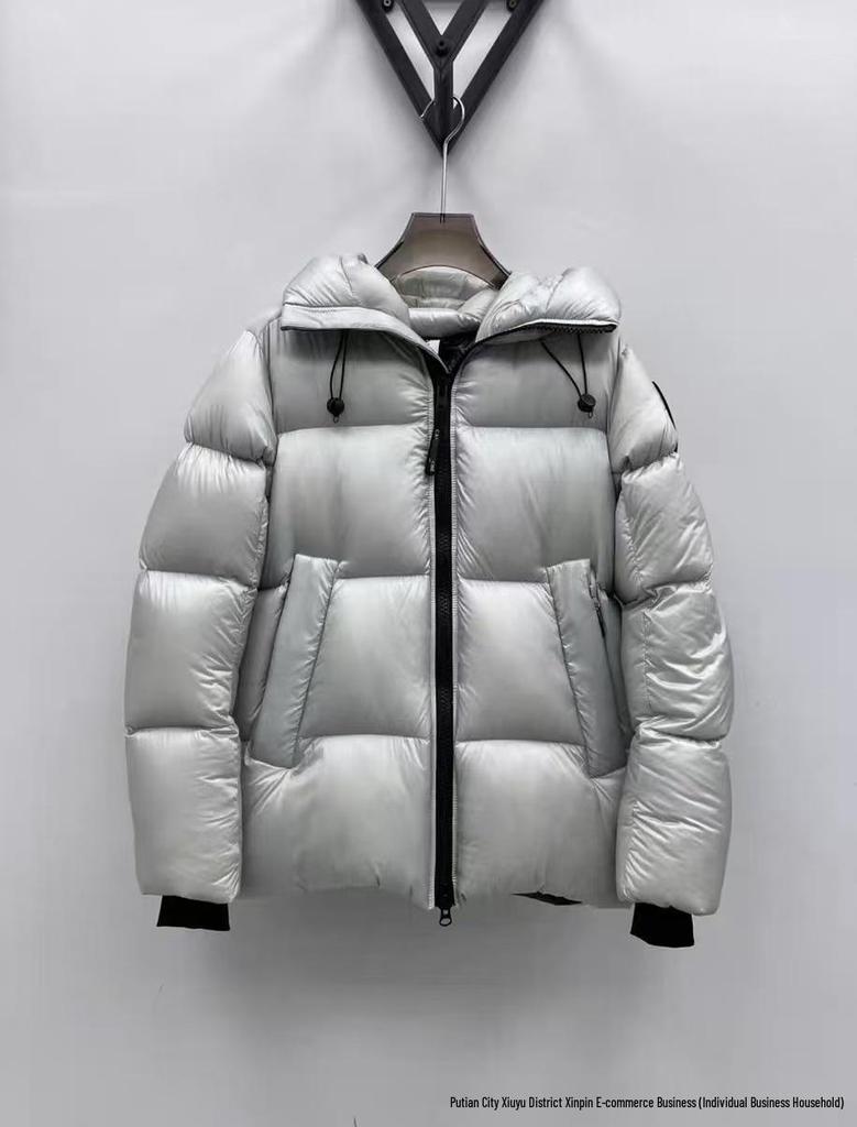 High-End Unisex Red Goose Down Hooded Jacket - Cold-Resistant, Thickened Puffer Coat, Trendy Black Label.