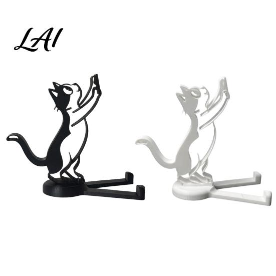 Horizontal Vertical Phone Holder 3D Printed Mobile Holder One-Piece Molding Stand One-piece Stand Climbing Cat Shape Stable Support for Watching