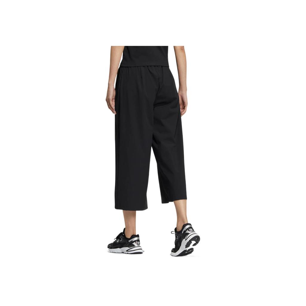 Adidas Originals Solid Color Wide Leg Elastic Waist Straight Leg Sports Pants Women Bottoms Black HR3481