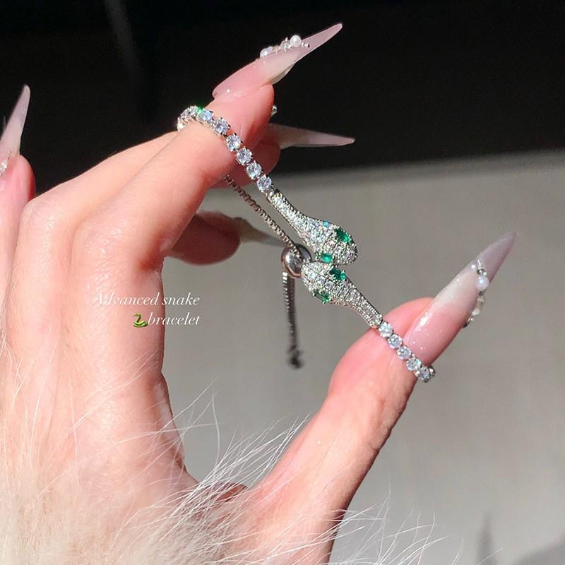 Pulsera coreana ajustable de flor de rombo de circón - Joyería elegante y versátil para mujer