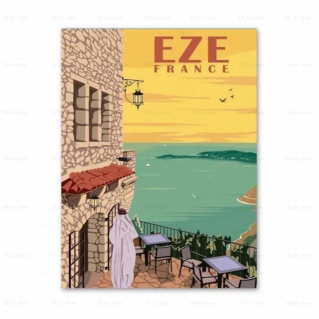 Spanien Amalfiküste Santorini Französische Riviera Italien Druck Kunst Leinwand Poster Für Wohnzimmer Dekoration Zuhause Wandbild