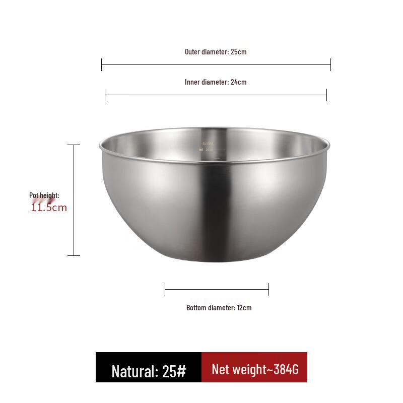 WZ Series 304 Stainless Steel Mixing Bowl 25cm