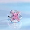 Korean Style Minimalist Pink Zircon Square Adjustable Ring for Women