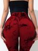 Damen High-Waist Batik Schlag-Yoga-Hose - Pfirsich Po, Atmungsaktiv, Schlankmachend, Weitbeinige Fitness-Tights