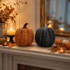 Halloween Resin Woven Pumpkin Decor for Tabletop Mantel Shelf