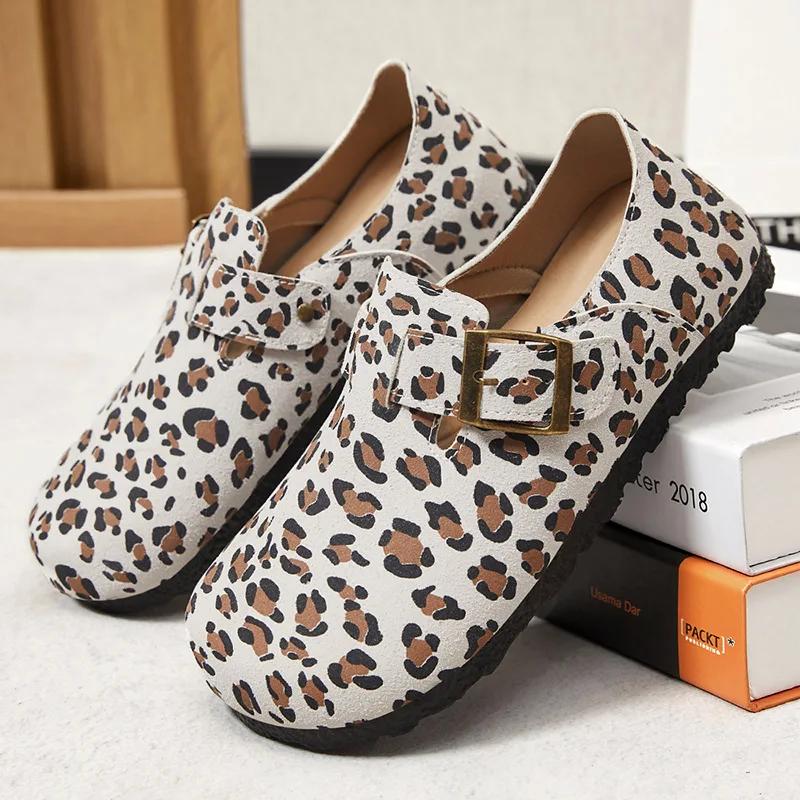 

Fashion Women s Spring New Leopard Pattern Fashion Women s Shoes Flat Leather Soft Bottom Single Shoes Women s Casual Shoes 35