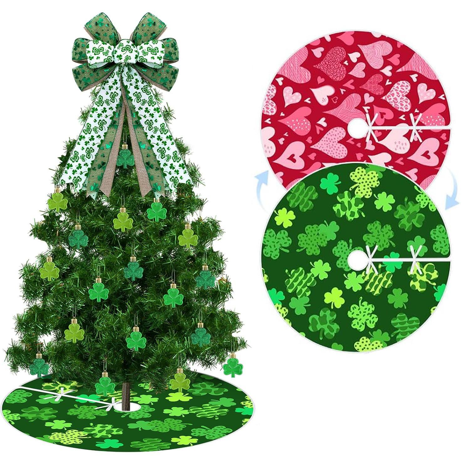 

Printed Double-sided Tree Skirt Valentine s Day Saint Patrick s Day Decoration One Size рожевий