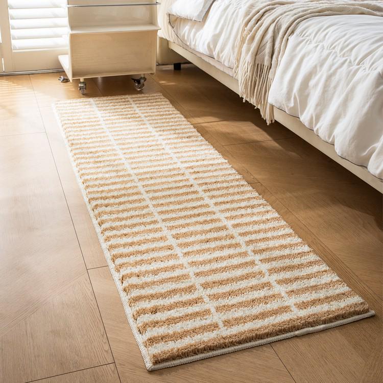 Black & White Striped Non-Slip Absorbent Bathroom Mat – Versatile for Toilet, Bedroom, and Door Entry.