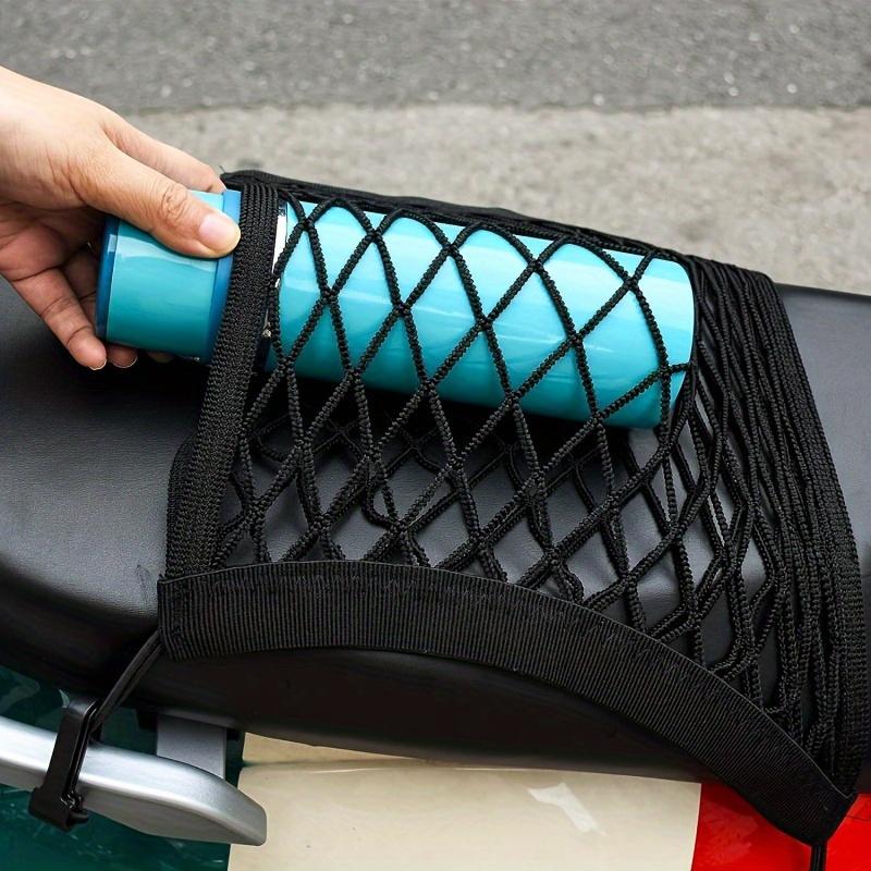 1pc Universal Fit Motorcycle & Scooter Elastic Cargo Net with Helmet Holder, Polyester Mesh Luggage Storage Bag for Bike Tailbox