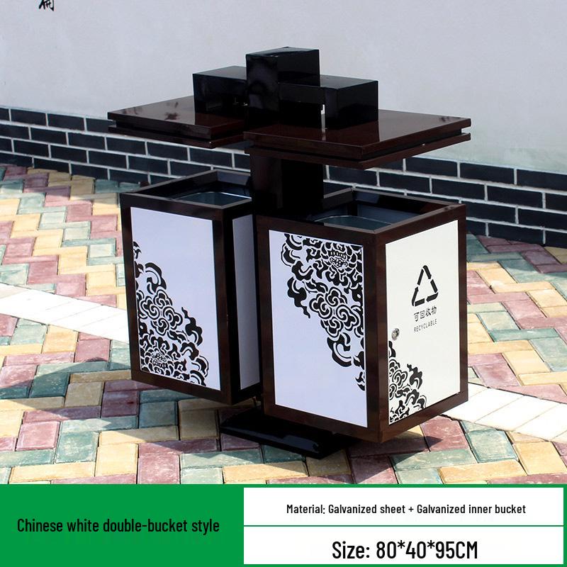 Antique Chinese Style Outdoor Trash Can for Parks and Scenic Areas