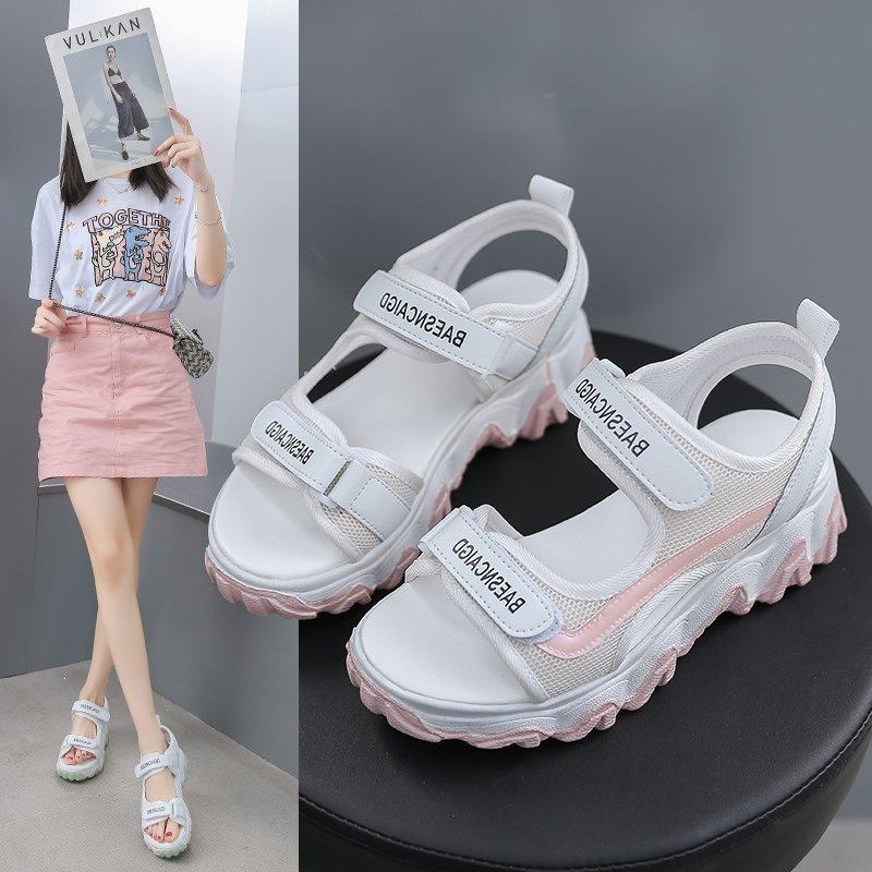 Sports sandals women's summer 2024 new women's fashion wave platform beach shoes muffin student sandals