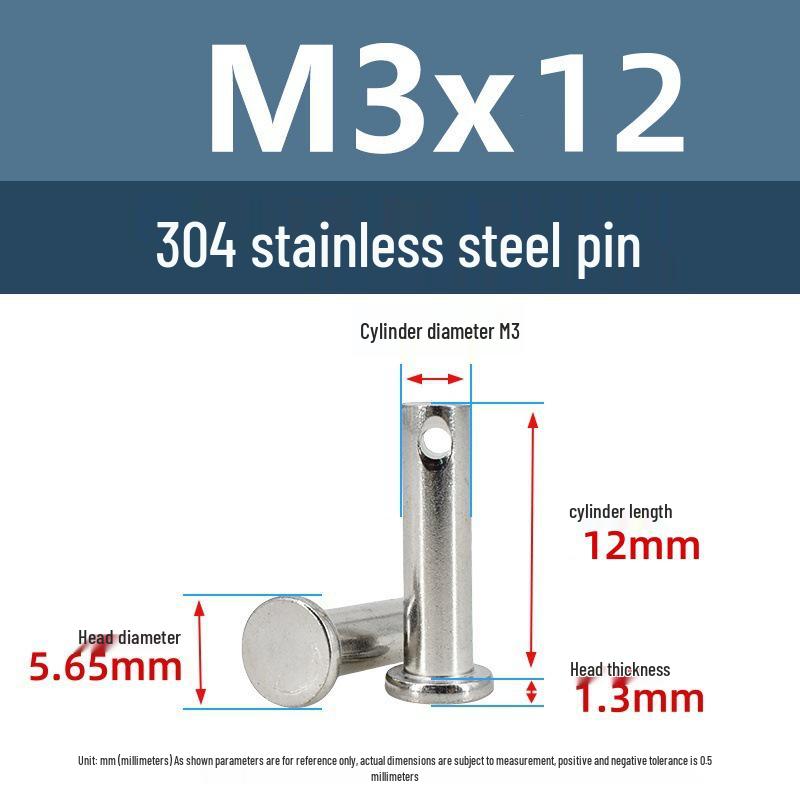 304 Stainless Steel Cylindrical Flat Head Positioning Pin with Hole (M3-M10)