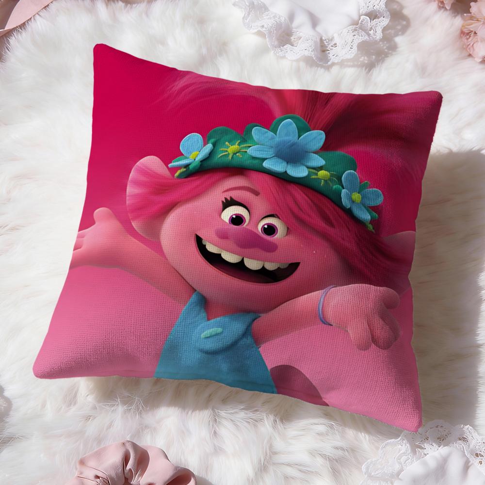 Trolls cute Cushion Cover Premium Comfort Reversible Pillow Cove -Two in One Design for Any Room & Car Interior