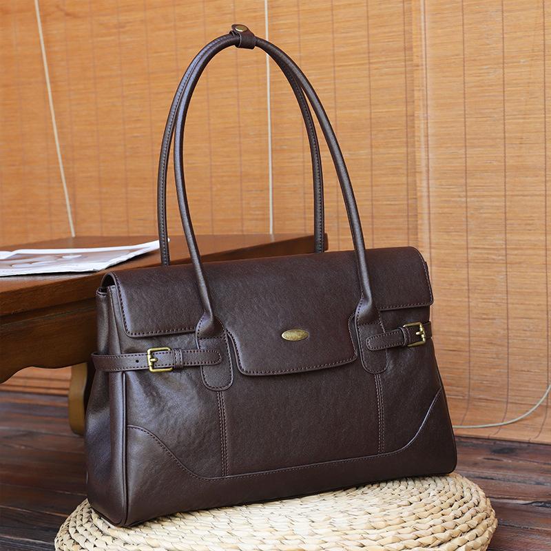 Foreign Trade Hot-Selling Large Bag for Women Versatile 2025 New Retro Elegant Single Shoulder Bag for Women Large Capacity Commuter Tote Bag